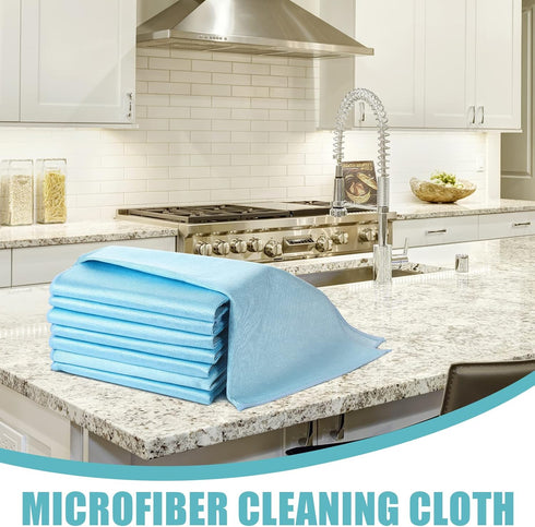 Tatuo 18 Pcs Microfiber Cloth, 16 x 16, Reusable Cleaning Cloths for Glasses, Windows, Mirrors (Blue)