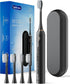 Tgbhcom Black Electric Toothbrushes, with 4 Brush Heads, 1 Travel Toothbrush Case, for