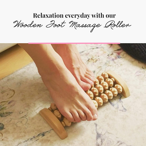 tuuli Wooden Foot Massager, Grooved Muscle Roller, Helps Ease Muscle Tension and Improve Blood Circulation, Natural