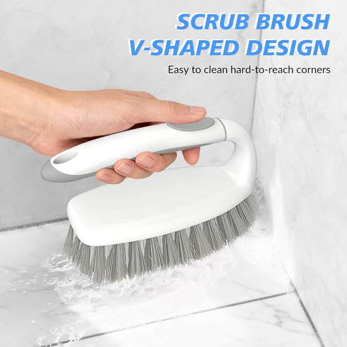 SetSail 2 Pack(Grey Heavy Duty Scrub Brush, Stiff Bristles Cleaning Brush with Non Slip Handle Shower Scrubber