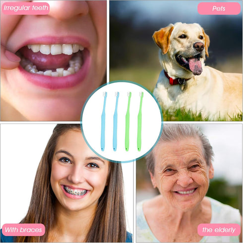 End Tuft Toothbrush, 4PCS Nylon Soft Bristle Tiny Tooth Brush for Hard to Reach Areas Dental Cleaning for Adults