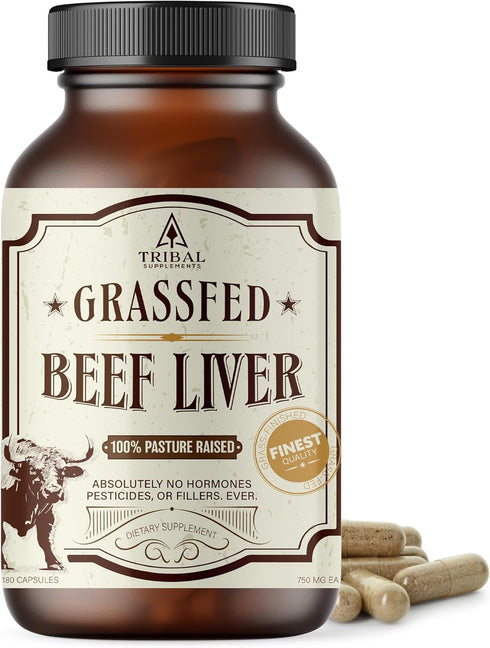 Grass Fed Beef Liver Capsules - 45-Day Supply, 100% Pasture-Raised & Hormone-Free, 180 Freeze Dried Liver Pills