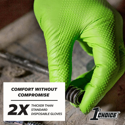 1st Choice 6 mil Nitrile Gloves, Disposable Latex Free Mechanic Gloves with Raised Diamond Texture