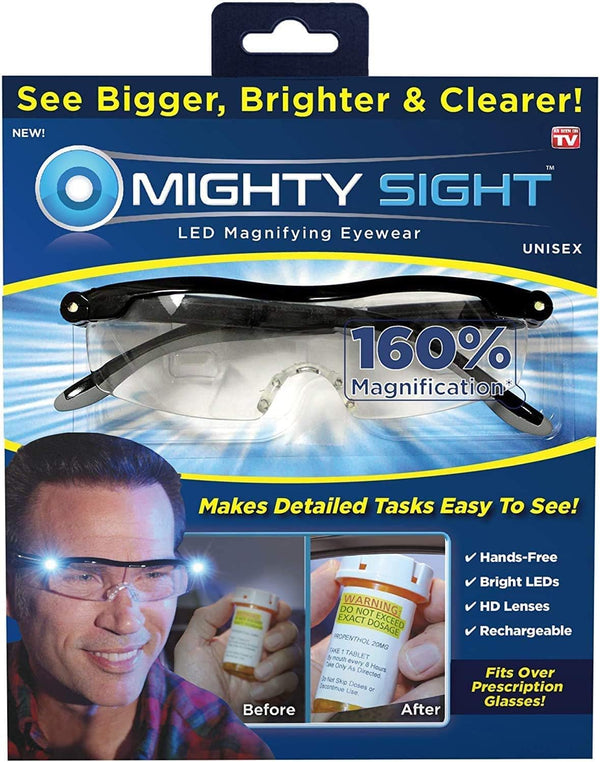 Ontel Mighty Sight LED Magnifying Eyewear, Pack of 2, Black