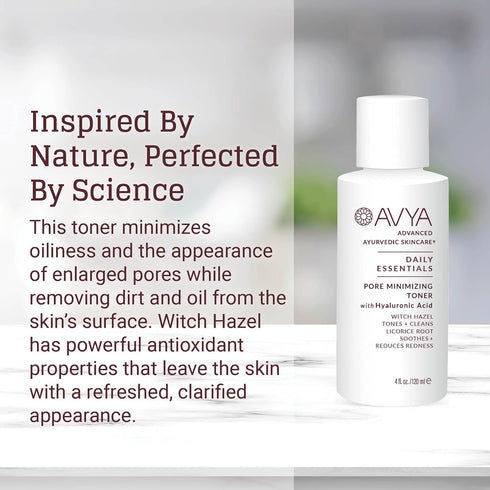 AVYA Pore Minimizing Toner, Travel Size 1 fl oz, with Hyaluronic Acid and Witch Hazel for Toning and Cleansing
