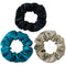 MulberrySilk Hair Scrunchies for Women, 3 Pack Silk Hair Ties for Sleep, Black, Taupe, Peacock Blue