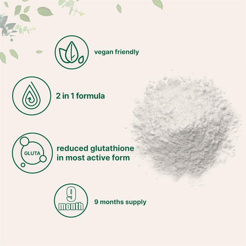 Glutathione Supplement, Pure Reduced Powder with Inositol, 5 Ounce (9 Months Supply), Vegan Antioxidants