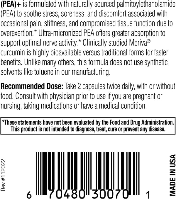 (Pea+, 60 Capsules) All-Natural Meriva Curcumin Supplement for Physiological Support, Immune & Muscular Systems