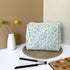 Makeup Bag Large Travel Quilted Cosmetic Organizer, Floral Cotton Coquette Aesthetic Toiletry Bag for Women