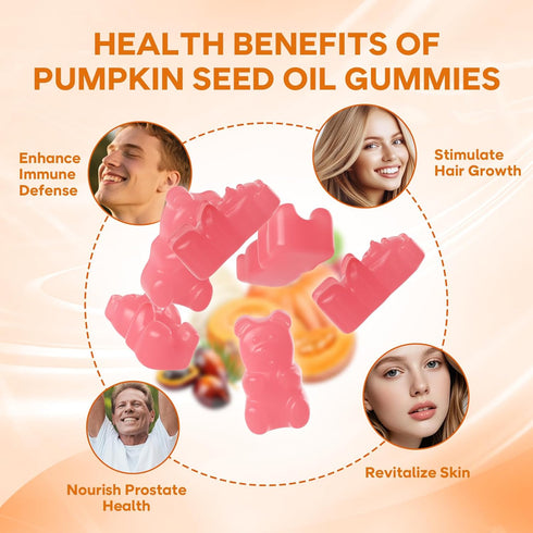 Gummies Immune 60 Count Pumpkin Seed Oil with Saw Palmetto, Organic Pumpkin Seed Oil Supplement, High-Purity Extract