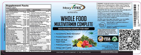 Mens Multivitamins - Daily Vegan Vitamins for Men with Iron, Probiotics, B-Complex, 44 Organic Whole Food