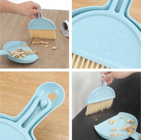 Small Broom and Dustpan Set, Mini Clean Brush with Dust Pan for Desktop, Cute Hand Broom Set (3PCS)