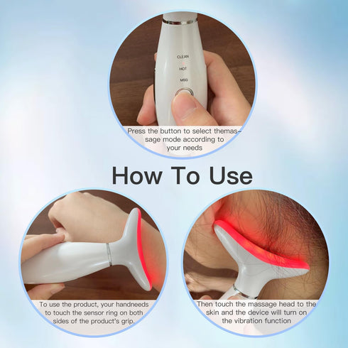 Neck Face Beauty Device: 3 in 1 Facial Massager for Skin Care, Face Sculpting Tool with Thermals, Vibration (White)