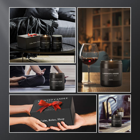 Set (1.1lb, 480g) Scented Candles for Men, BOYUJK Candles for Home Scented, Candle for Stress Relief and Promote Sleep