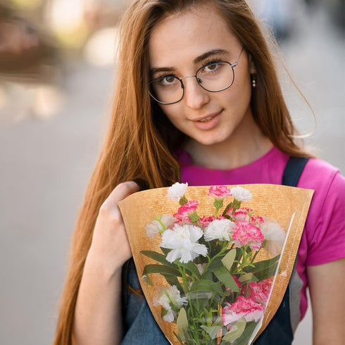 Ribbon,40PCS Packing 11x17 Inch Flower Bouquet Wrapping Paper with Kraft Flower Sleeves for Bouquets, Brown Floral Bags