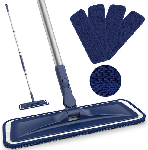 Microfiber Mops for Floor Cleaning, BPAWA Flat Mop for Hardwood, Bathroom, Kitchen with 4 Reusable Pads