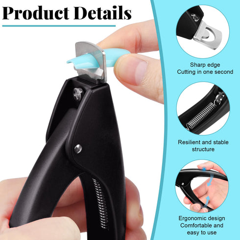 MORGLES Acrylic Nail Clipper with Magnets, Magnet Nail Cutters for Fake Tips with Length Measurement, Black