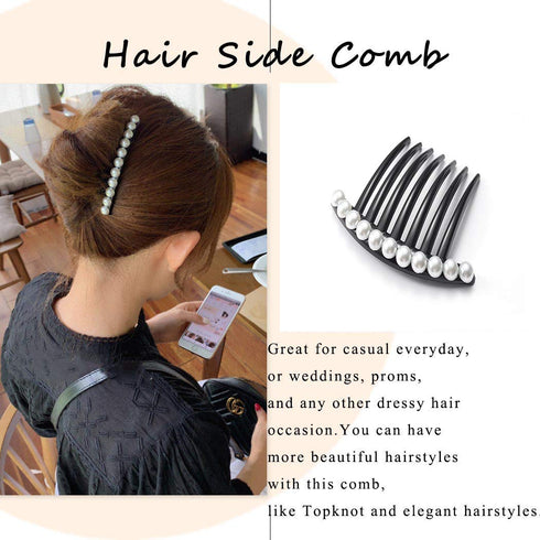 JONKY JONKY French Twist Hair Comb, Pearl Fancy Hair Accessories for Women (Pack of 2)
