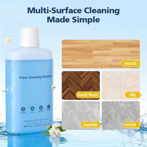 VILLAPOOL 1L (33.8 oz) Floor Cleaning Solution Compatible with Roborock Robot Vacuums with Mopping and Wet Dry Vacuum
