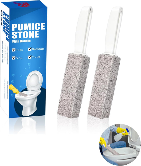 Amazon Brand | 2 Pack Ring King Pumice Stone Toilet Bowl Cleaner with Handle, Removes Stubborn Limescale