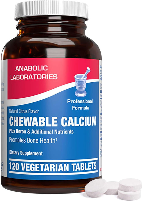 Chewable Calcium Supplement 1000mg - 120 Vegetarian Tablets with Vitamin D, Magnesium, Boron - Citrus Flavor