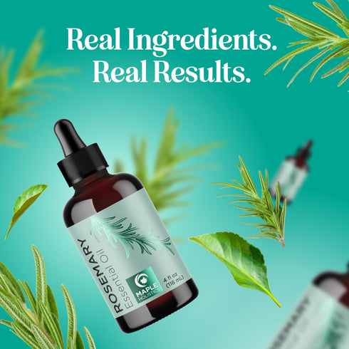 Pure Rosemary Essential Oil 4oz - Undiluted Oil for Hair, Skin, Nails & Aromatherapy Diffusers