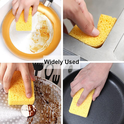 METUUTER 12-Count Cleaning Scrub Sponge, Compressed Cellulose Non-Scratch Natural Sponges for Kitchen Bathroom