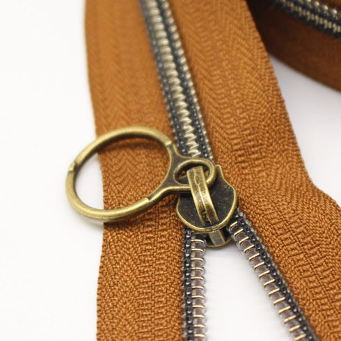 YaHoGa 50PCS #5 Anti-Brass Ring Pulls, Antique Brass Zipper Sliders for Luggages Purses Bags, Bulk