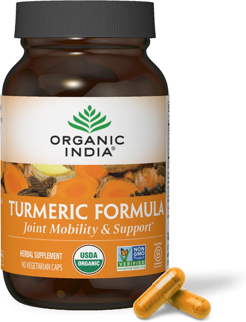 ORGANIC INDIA Turmeric Curcumin with Black Pepper - Organic Joint Support & Immune System Supplement, 90 Capsules