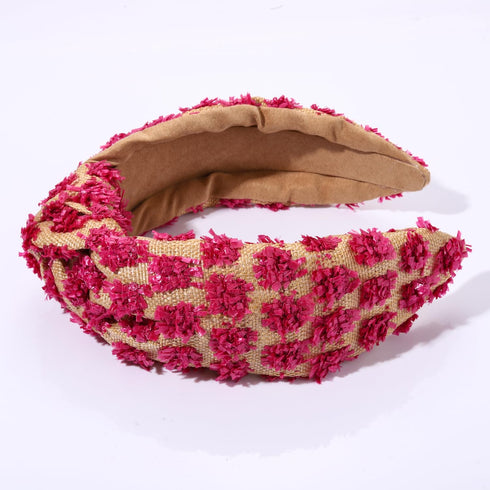 Raffia Knotted Headbands for Women, Boho Straw Wide Top Knot Hair Accessories