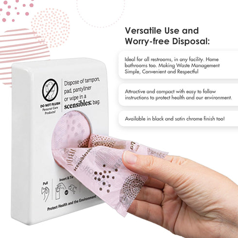 Scensibles Bathroom Dispenser for Menstrual Care Disposal - Bag Dispenser and Refill Boxes - for Tampons, Pads, Other