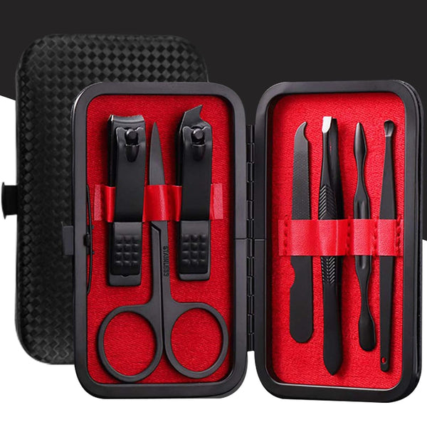 Manicure Set Pedicure Kit, 32 in 1 Professional Nail Clippers Set for Women, Travel Case Included (Red, 7 pieces)