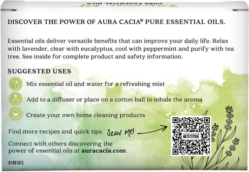 Aura Cacia Essential Oils Kit, 4-Pack - Lavender, Eucalyptus, Peppermint & Tea Tree, Excellent Starter Set