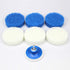 7 Piece Drill Brush Attachment Set, Power Scrub Pad Cleaning Kit, Blue and White Scouring Pads