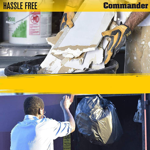 Commander 42 Gallon 2.5 MIL Black Heavy Duty Garbage Trash Bags - Pack of 20, 32" x 46" for Contractor, Industrial