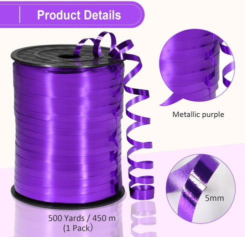 Purple Ribbon, 500 Yard Dark Purple Curling Ribbon for Gift Wrapping, Balloon String, Halloween Party
