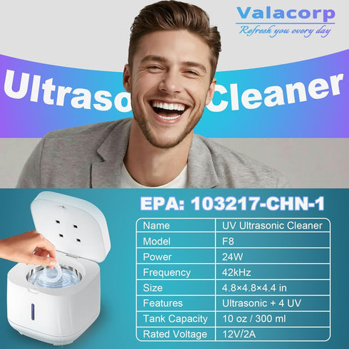 Ultrasonic Retainer Cleaner Machine, 300ML Dental Cleaning Pod for Denture, Aligner, Night Guard, 42kHz Sonic Cleaner