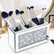 Mirrored Makeup Brush Holder Organizer, 3 Compartments Cosmetic Brush Storage Holders, Crushed Diamond Pen and Pencil
