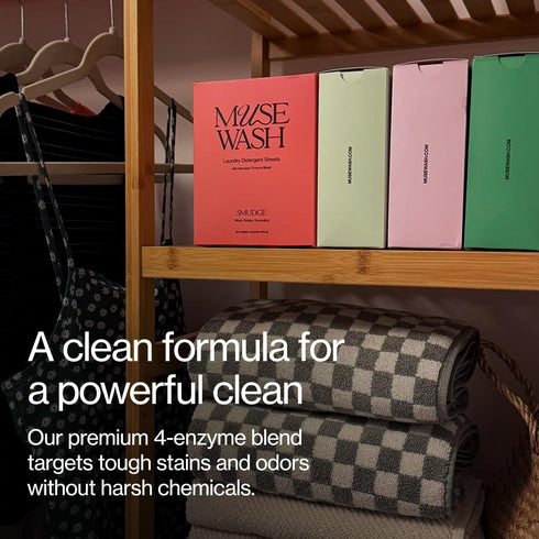 MUSEWASH Packaging (50 1 Laundry Detergent Sheets | Enzyme-Powered, Vegan, Paraben-Free | Luxury Scents | Plastic-Free