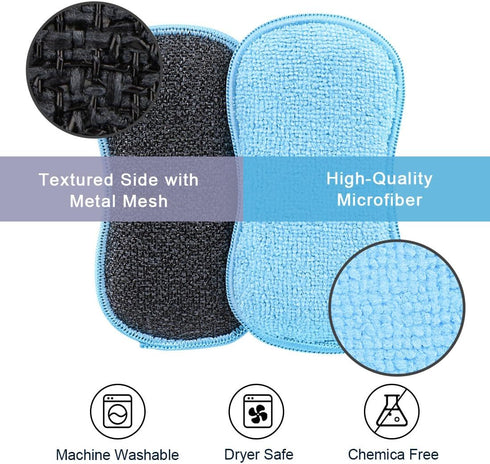 HOMEXCEL 12 Pack Multi-Purpose Scrub Sponges, Non-Scratch Microfiber Sponge for Efficiently Cleaning Dishes