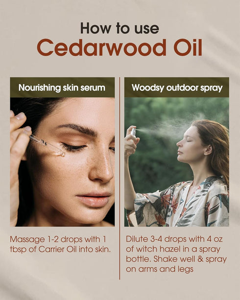 Cedarwood Essential Oil - 10 mL (1/3 oz) - Pure, Natural, Therapeutic Grade for Diffuser, Massage, Stress Relief