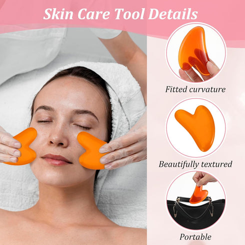 Ubamdom 24 Pcs Gua Sha Facial Tool Resin Gua Sha Massage Tool Heart Shaped Gua Sha Stone Guasha Board for Face Body