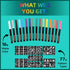Temporary Tattoo Markers for Skin, 16-Count Body Markers + 77 Large Tattoo Stencils, Flexible Brush Tip, Skin-Safe