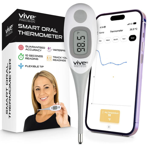 Smart Oral Thermometer - Medical Grade Body Temperature Reader for Adults & Babies, Digital Fever Monitor with App