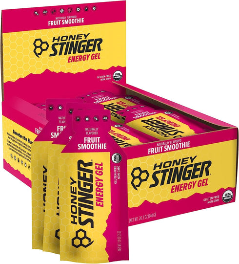 Honey Stinger Organic Fruit Smoothie Energy Gel | Gluten Free & Caffeine Free | 24 Pack, 26.4 Ounce