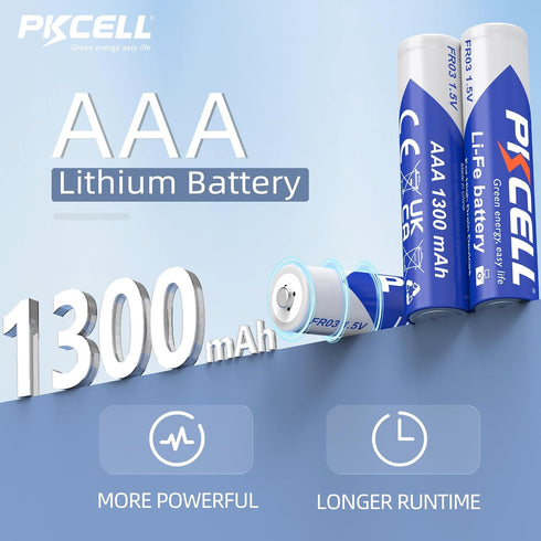 PKCELL 12 Pack 1300mAh 1.5V AAA Lithium Batteries, Lithium Batteries AAA High Capacity Long Lasting, Triple A Battery