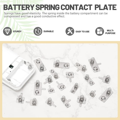 Mardatt 100Pcs Battery Springs AAA, Battery Negative and Positive Nickle Plated Conversion Spring Contact Plate