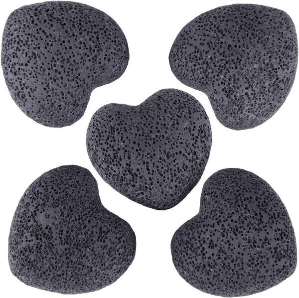 rockcloud Black Lava Rock Stone Heart Shape Pocket Stones Dyed Lava Rocks