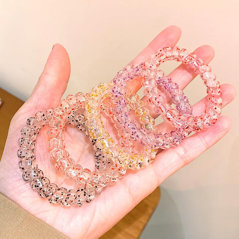 Traceless Spiral Hair Ties Coil Hair Ties 20 Pieces No Crease Phone Cord Hair Ties No Damage Elastics Hair Bands Ponytail Holders Spiral Bracelets for Women Girls Transparent (Mixed Color 7)
