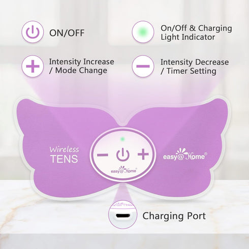 Easy@Home Electronic Pain Relief Stimulator, TENS Unit Wireless Muscle Stimulator, Portable Electrode Pads, FSA Eligible